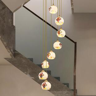 饰 壳装 中海贝别墅楼地梯长灯复式 loft公寓651民宿中空跃吊层个性