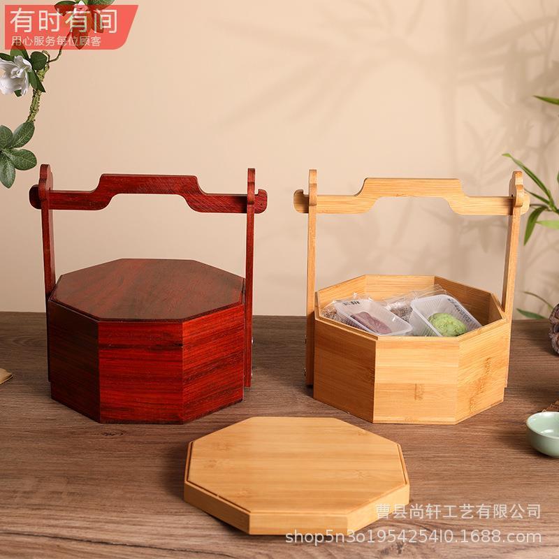 食盒多层手提木制复古老式饭盒结婚用提篮中式古风实木果盒糕厂家