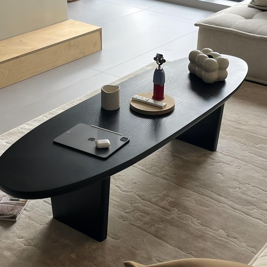 诧寂风黑色实木茶几简约家用设计师款小茶台中古民宿原木茶几桌