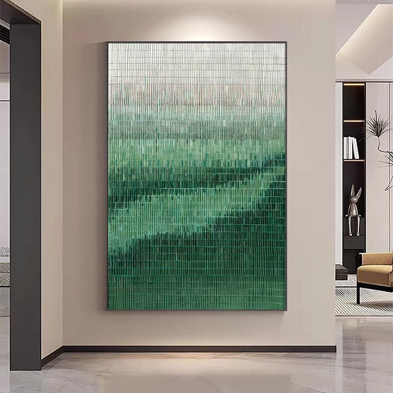 现代抽象玄关装饰画简约客厅沙发背景墙挂画北欧绿色晶瓷入户壁画