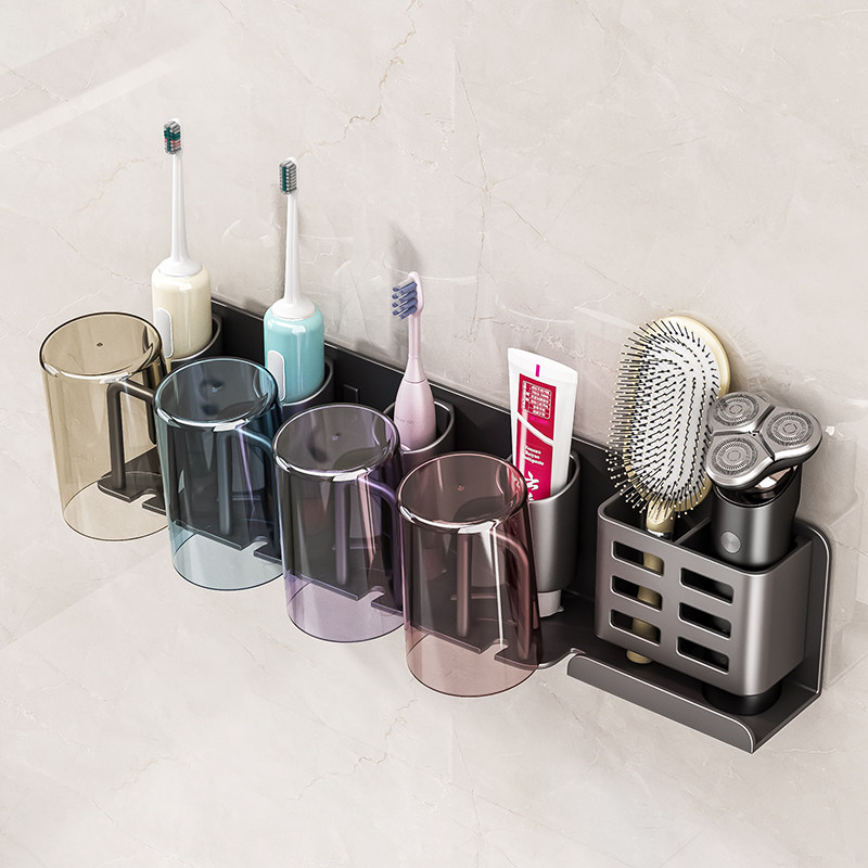 电动牙刷架卫生间免打孔漱口杯壁挂式收纳架挂在墙上的牙刷置物架