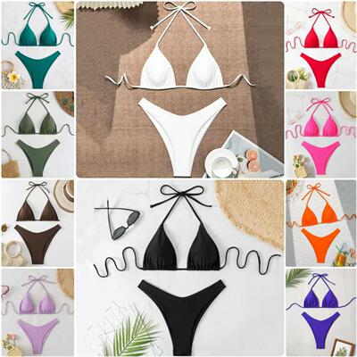 Swimsuit women beach bikini high waisted lace up