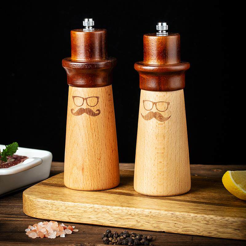 创意绅士胡椒研磨器实木质黑胡椒磨厨房海盐玫瑰盐研磨瓶调料瓶定