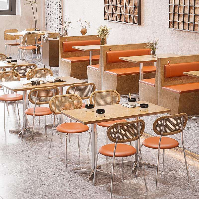 西餐厅卡座沙发组合餐饮店家具奶茶店桌椅咖啡厅桌子餐厅藤编餐椅