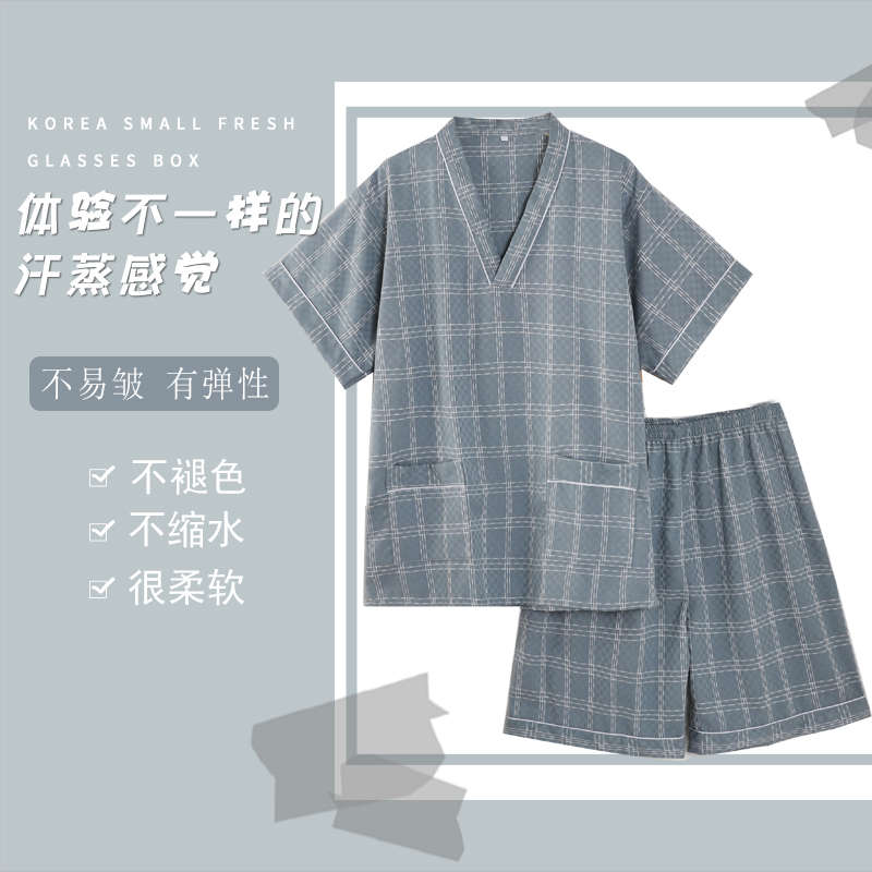 2024新款浴袍汗蒸服男桑拿睡衣女款柔软弹力按摩服汤泉SPA浴服