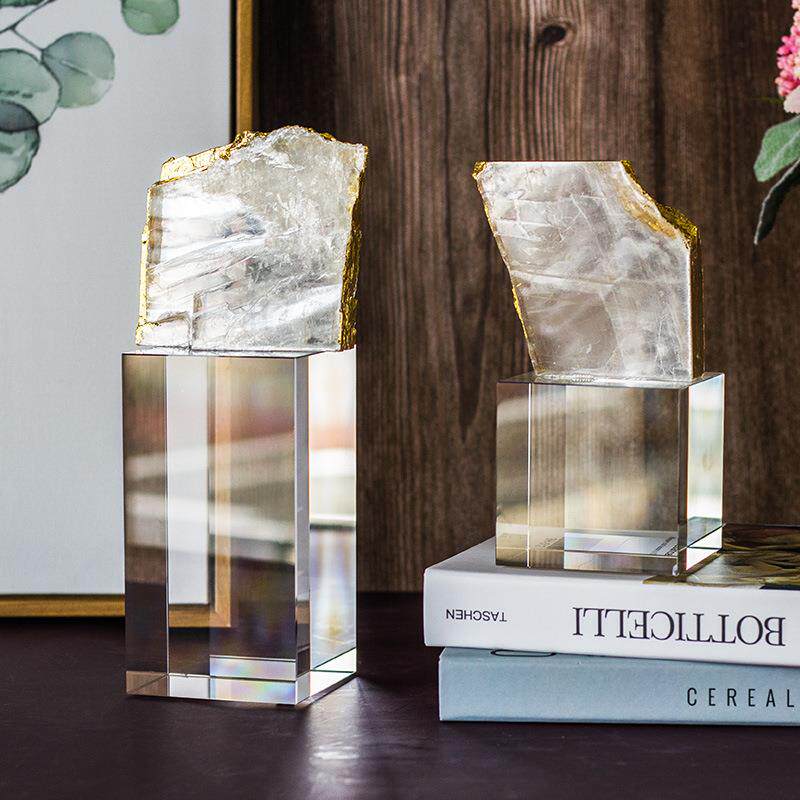 简约天然水晶书矿石家居摆金装饰件BAB品柜隔断电视柜玄关装饰箔