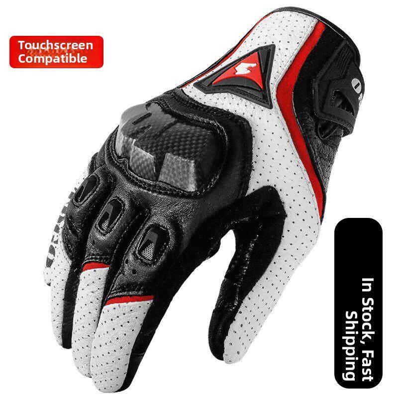 摩托车手套夏季骑行机车防滑触屏手套男防摔碳纤维耐磨透气四季款