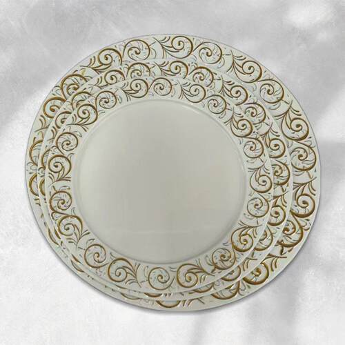 Large Vintage Carved PET Fruit Plate, Round Thickened Kitche