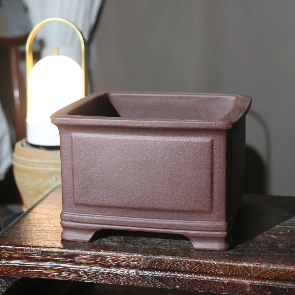 紫砂花盆四方正方形奎面一颗印桌面手工盆景盆客厅桩子张玉红制