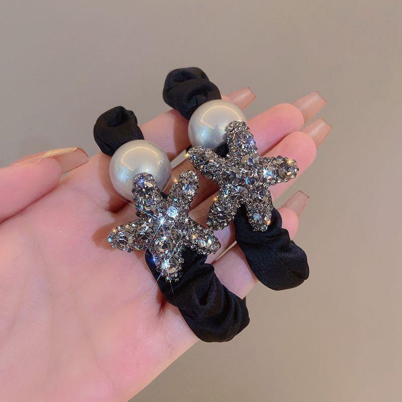 井慕~新款时尚水钻五角星小肠发圈女高级感头绳简约气质橡皮筋洋