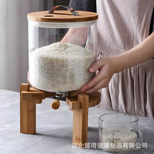 供应高硼带硅玻粮璃量米桶大容量杂粮储米箱杂储藏底座KLE计玻璃