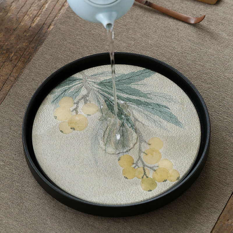 吸水海茶陶干托盘速功夫泡茶干承小型家用创意茶具台茶盘瓷壶圆形