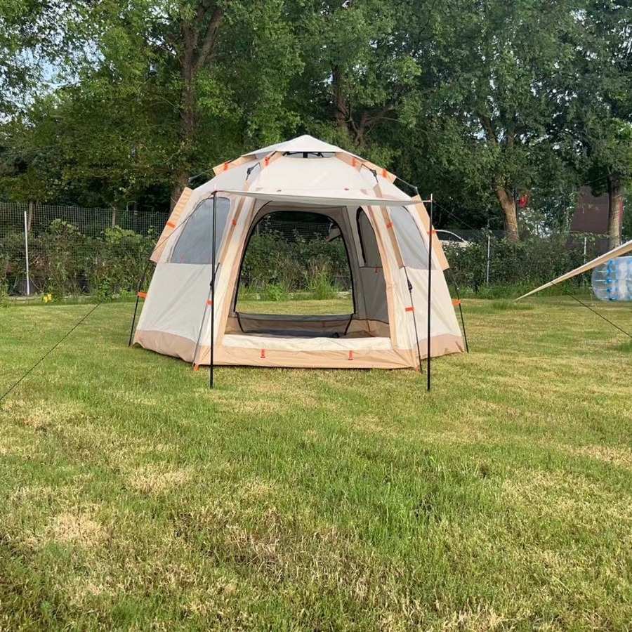 户外露营野营免搭建全自动速开帐篷六角防水登山帐篷单层便携帐篷