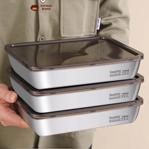 德国新型316不锈钢方板带盖矩形方盒食品级蔬菜准备板加厚深板托