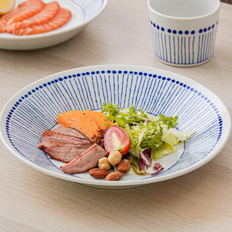 爱悦居日本进口苍十草陶瓷日式菜盘碟子意面盘深汤盘家用盘子餐具