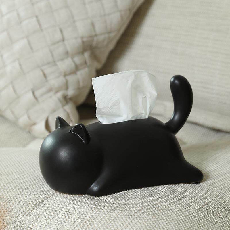 创意猫咪陶瓷纸巾盒摆件家用纸抽盒客厅茶几桌面抽纸盒装饰品
