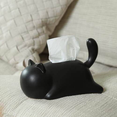 创意猫咪陶瓷纸巾盒摆件家用纸抽盒客厅茶几桌面抽纸盒装饰品