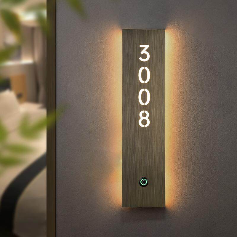 酒店金属不锈钢智能灯显发光门牌民宿会所电子门显房号包厢牌制作