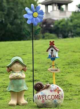 菜地旋转装件饰摆花园园艺风车院VBX花朵铁造艺创意景庭院民宿户