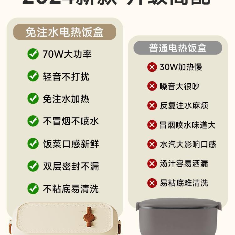 免注水电热饭盒可插电加热保温蒸煮一体上班族办公室热菜热饭神器