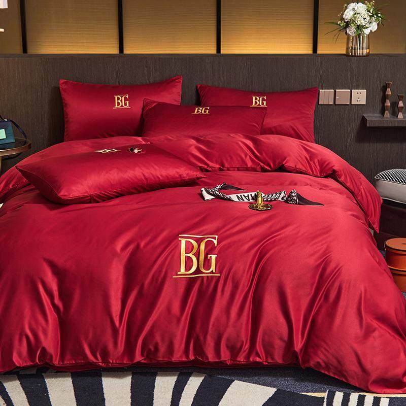 8简约式样板房水洗仿冰丝四件套软装欧裸睡床SXZS单式1.m床被上用