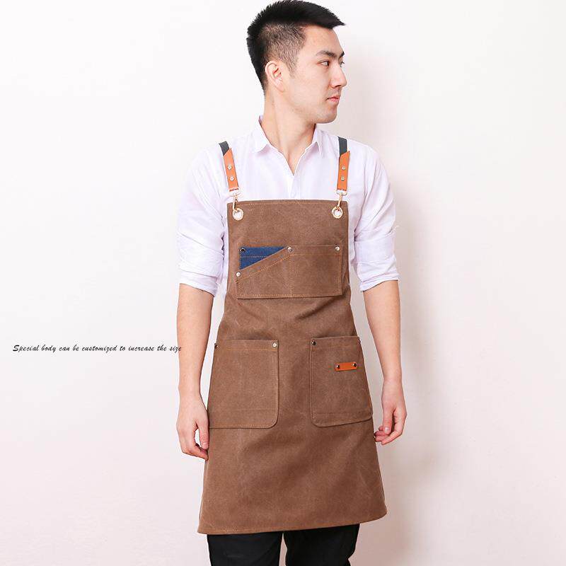 围裙女咖啡奶茶店理发师餐厅服务员烘焙印字牛仔工作服男印制logo