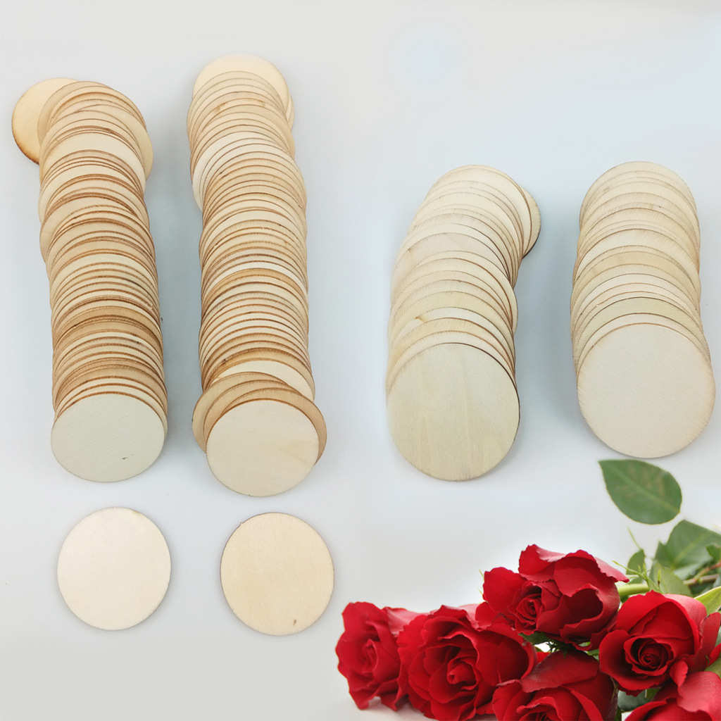 木质节庆婚礼用品圆形片DIY场景道具装饰工艺品100pcs和40pcs