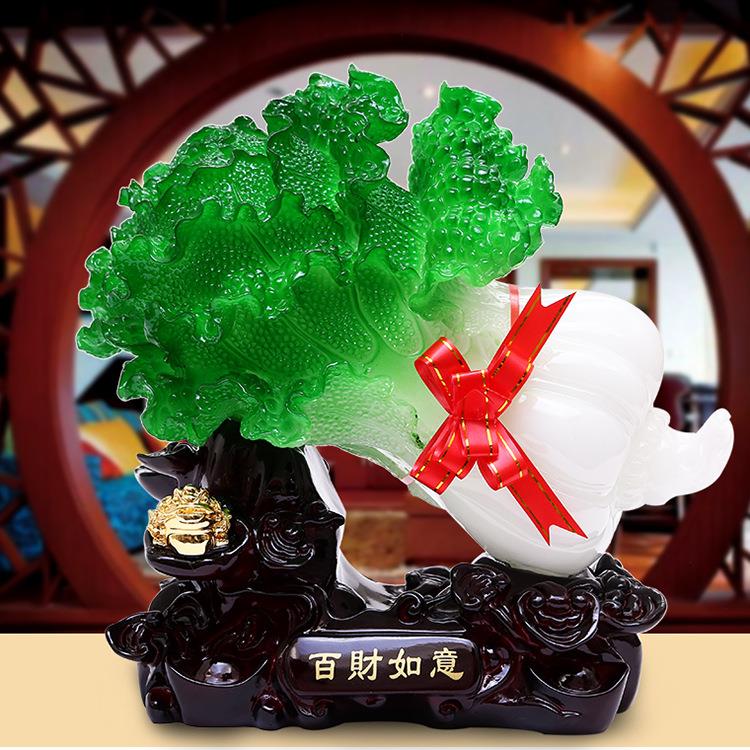 新款直销包邮百财如意仿玉白菜招财摆件工艺品家居客厅装饰品乔迁