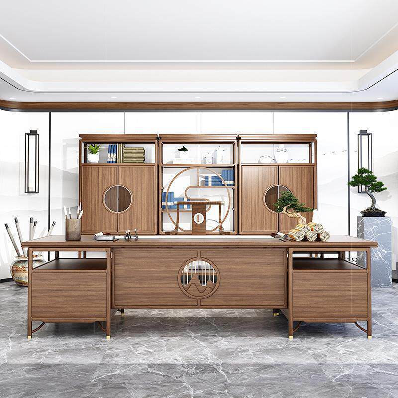 新中式办公桌椅主管总裁室大班台简约现代轻奢老板桌家具