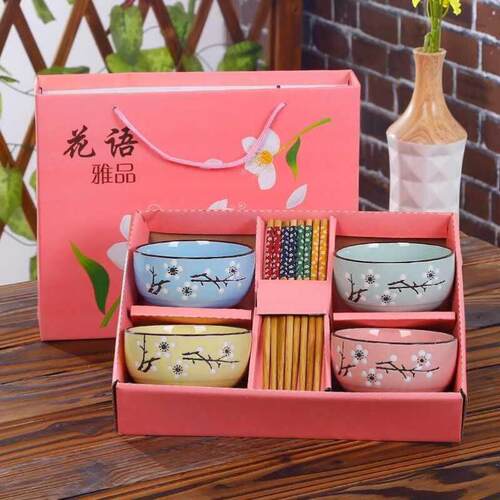 Gift chopsticks sets of household ceramic bowl cutlery set