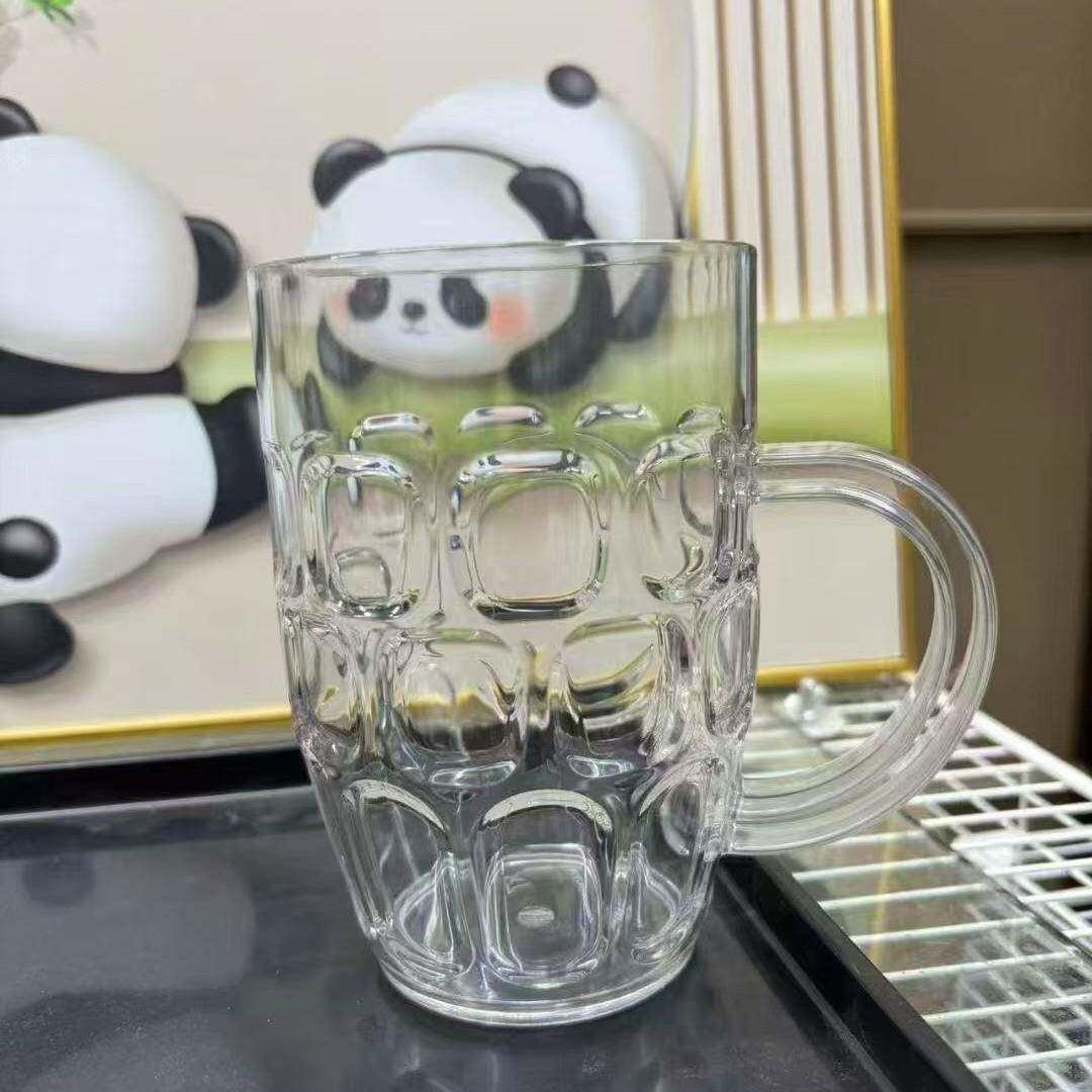 加厚水杯家用杯子玻璃杯茶杯约带把手啤酒杯大容量菠萝杯扎啤杯