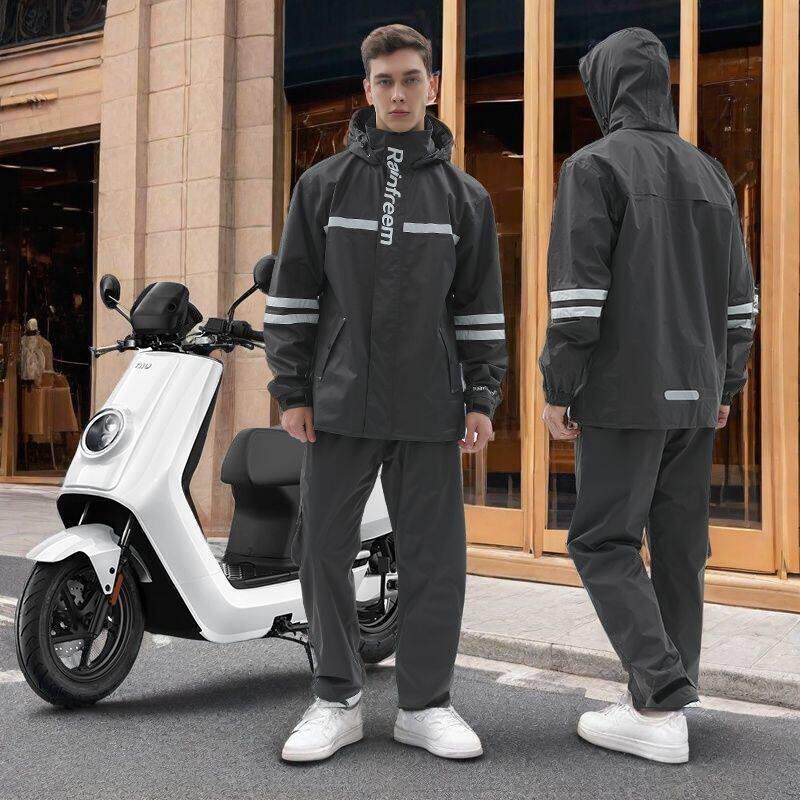 骑行雨衣雨裤分体式防暴雨外卖反光雨衣户外时尚双层雨衣雨裤套装