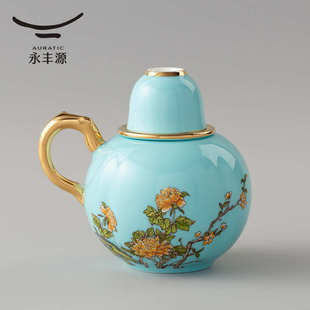 西湖蓝4头黄酒具套装 永丰源 陶瓷酒盅温酒壶酒杯家用高档礼品