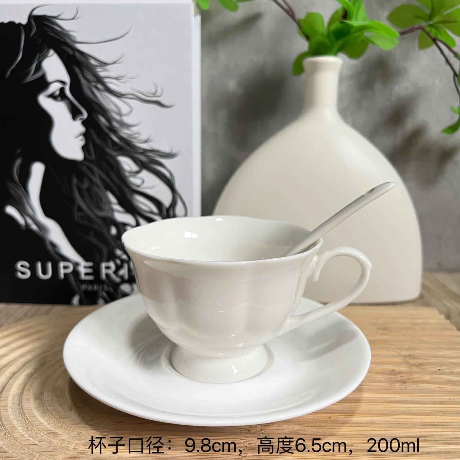 陶瓷水杯带耳小茶杯餐厅白瓷办公家用带柄马克杯酒店茶具小杯