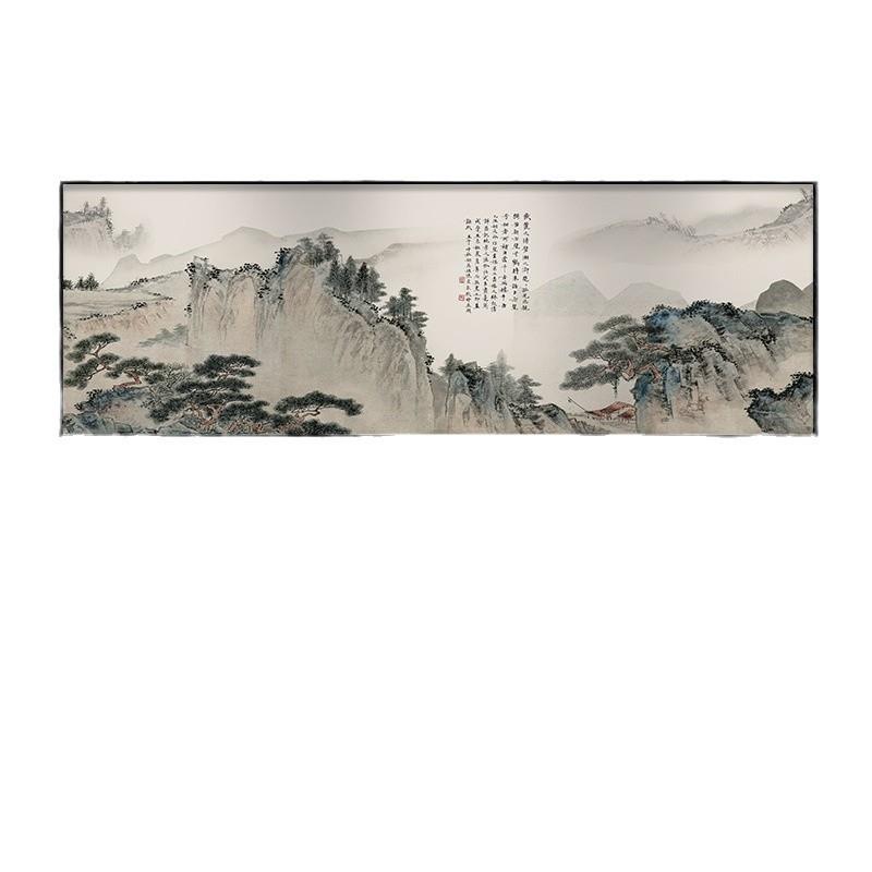 新中式聚宝盆山水挂画横幅客厅国画书房办公室风景招财装饰水墨画