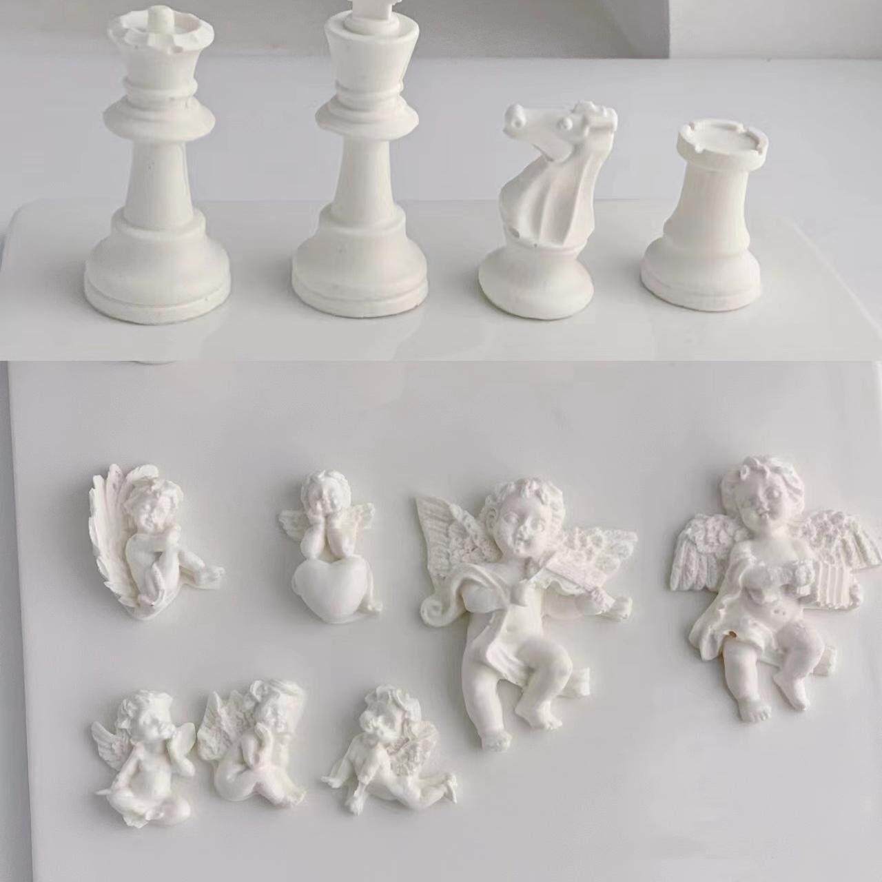 复古天使欧式许愿池模具 喷泉柱子国际象棋巧克力蛋糕硅胶模具