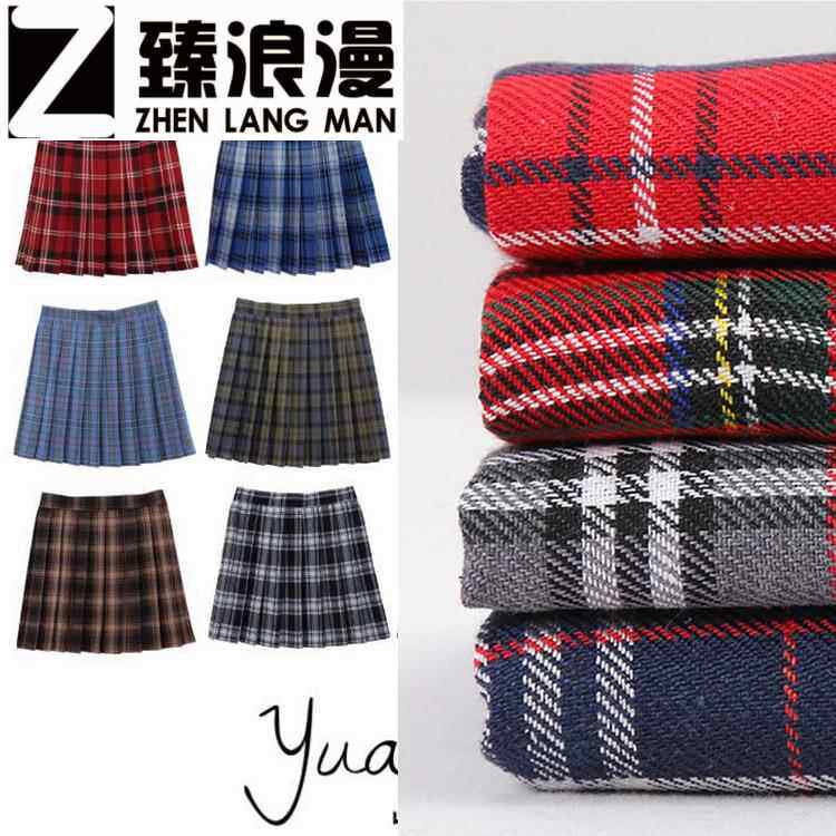 1高密涤棉tr色织格子面料 苏格兰校服百褶裙裤裙jk制服布料