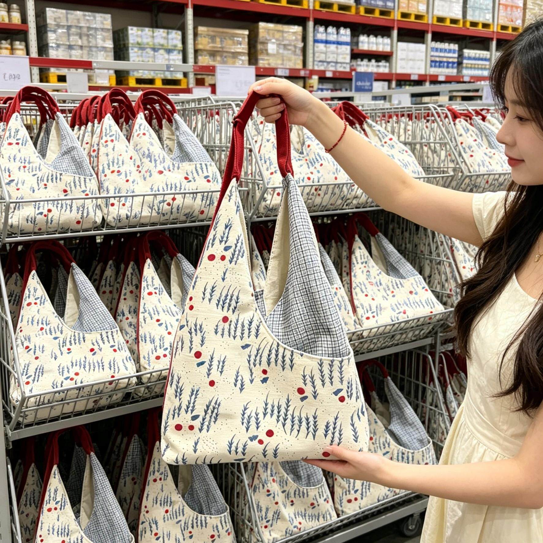 高级感拼接雪松包小众文艺风印花三角包上班通勤大容量帆布包单肩 - 实物图