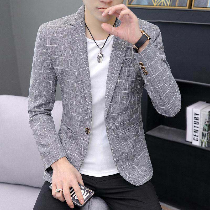 潮牌1212春秋季新款男士休闲西服上衣时尚外套韩版修身青年小西装