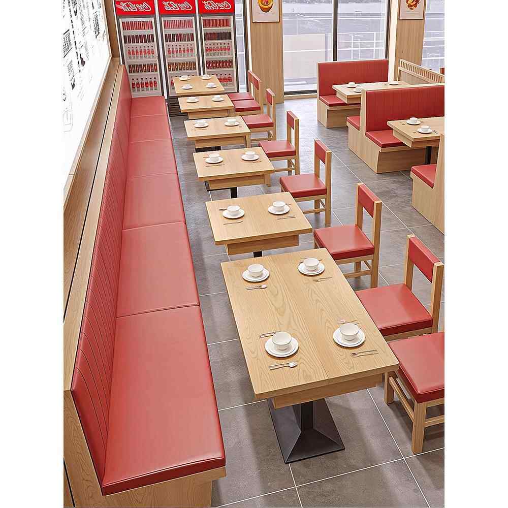 粉面馆小吃饺子餐饮快餐奶茶店定制实木桌椅小方凳子靠墙卡座沙发