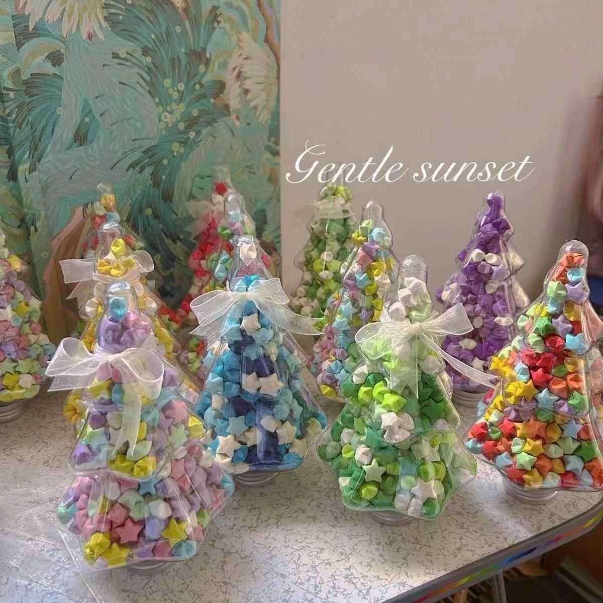 渐变色圣诞树星瓶幸运之星折纸DIY星急救瓶圣诞高价值手工礼物