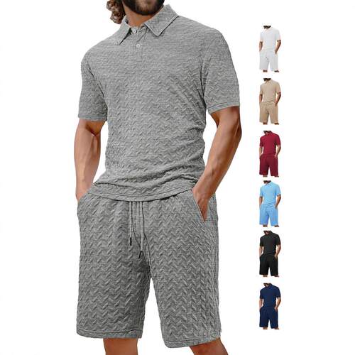 Men's thin breathable sweat wicking short sleeved shirt set