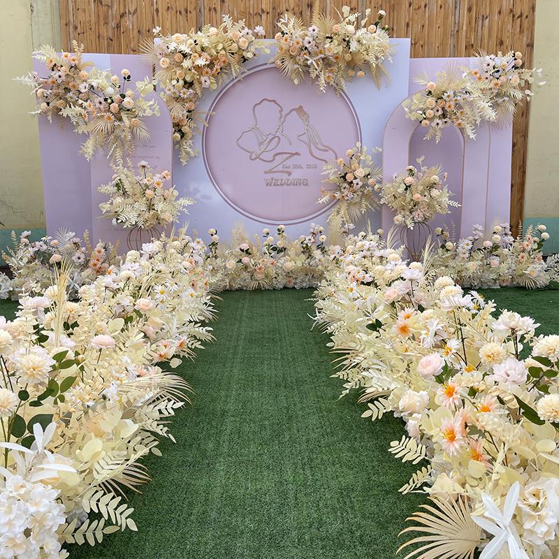 婚庆成品排花打底背景假花挂花路引花艺婚礼布置舞台花球装饰