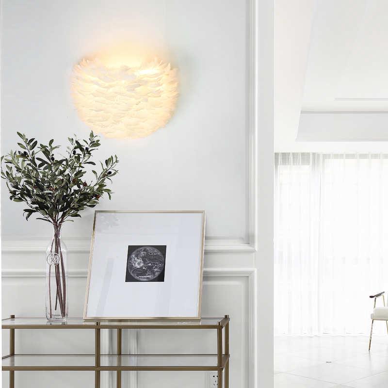 羽毛壁灯鹅毛艺术个性创意调光卧室床头灯宴会厅走廊过道装饰灯具