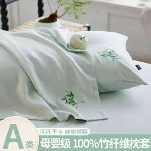 夏季 A类竹纤维绣花枕套家用轻奢枕头套防头油2025新款 枕套一对装