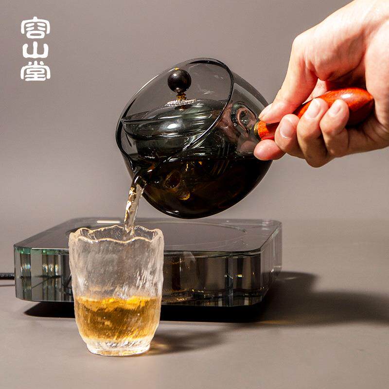 容山堂水晶电陶炉茶炉烧水壶侧把煮茶壶360度旋转泡茶壶逍遥壶