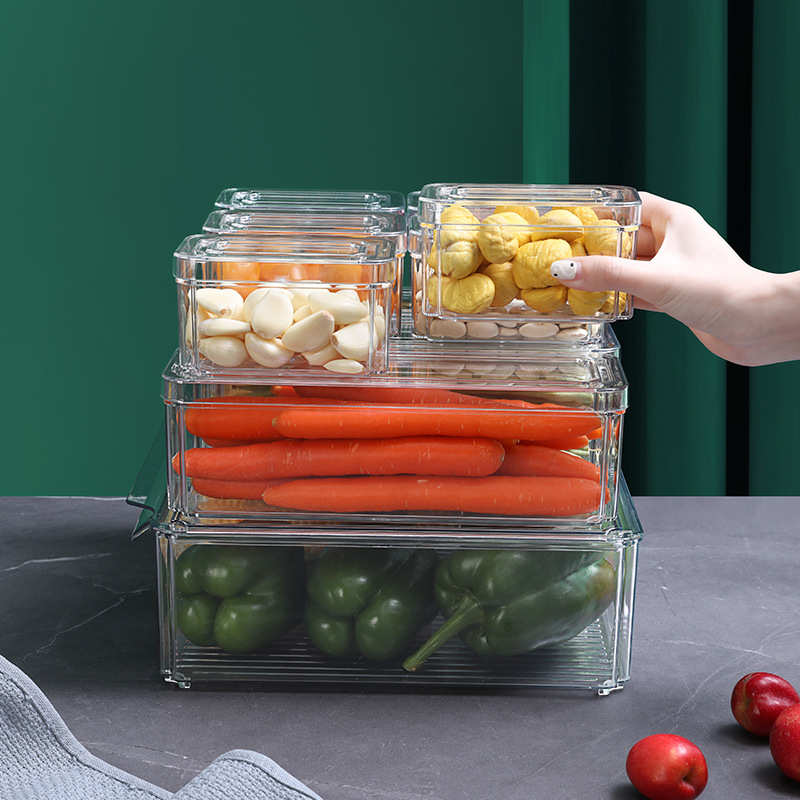 掀盖保鲜盒定制食品冷冻冷藏塑料透明收纳PET冰箱收纳盒厨房收纳
