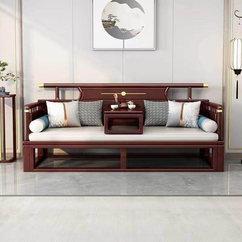 新中式实木罗汉床推拉沙发床折叠两用大小户型多功能客厅双人床榻