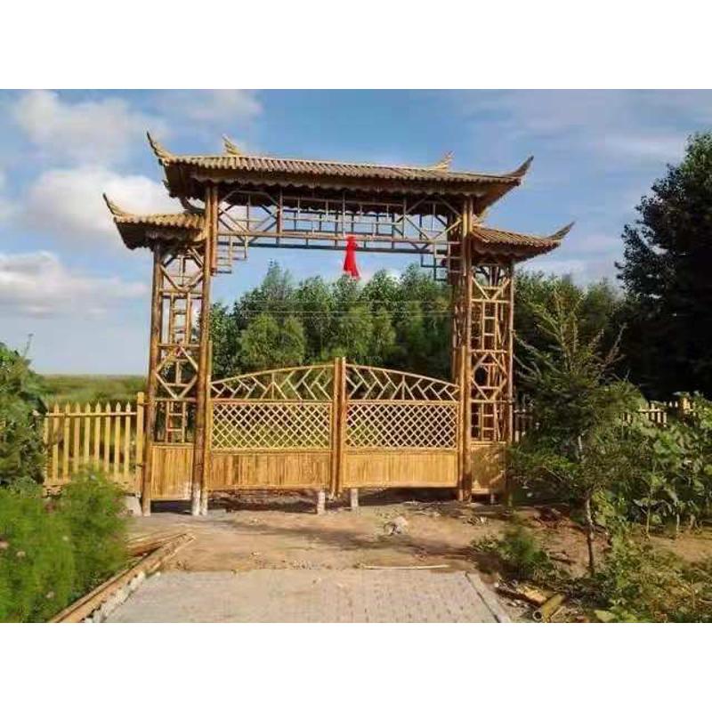 竹门楼户外庭院楼竹编景区大门装饰竹屋房子竹长廊竹艺藤编竹凉亭