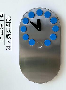 定制颜色新款中古复古不锈钢咖啡客厅装饰磁吸留言板墙挂时钟表